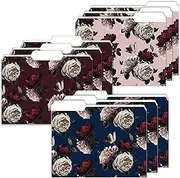 Decorative File Folders – Navy Moody Flowers Cute Design, 9-Count Colored File Folders Letter Size, 1/3-Cut Tabs, Office Supplies File Filing Organizers, 9.75 x 11.5 Inches