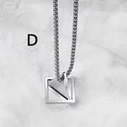 Geometric Pendant Necklace D - Silver Square & Silver Triangle - Silver - One Size