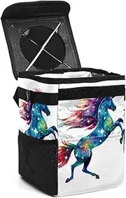Car Trash Can with Lid,Bag Hanging Storage Pockets Leak-Proof,Portable Garbage Bin,Watercolor Rainbow Animal Unicorn