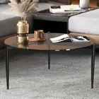 Glossy Glass Coffee Table Side Tables 80cm Large Center Table Metal Steel Frame