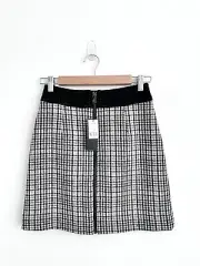 New Saba Madeleine Wool Blend Houndstooth Check Zip Front Mini Skirt Size 6