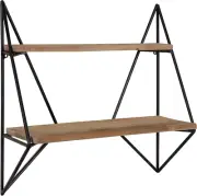 Melita Decorative Modern Farmhouse Two-Tier Floating Wall Shelf with Metal Frame