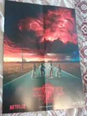 Stranger Things Poster Will, Mike, Dustin and Lucas outside Hawkins Netflix