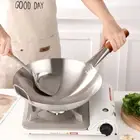 NonStick Stainless Steel Wok Non-coated Cooking Pot Frying Pan Wok Gas Stoves