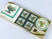 Rare Vintage MCM Unopened BarWare Set Of Glass Dishes, Coasters, and Napkins