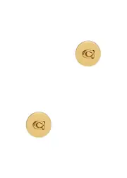 Coach Signature C Stud Earrings, Earrings, Gold, One Size, Embossed One Size