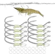Shrimp Hooks,Carbon Steel Fishing Hooks,Ideal for Catching Various Fish Species,Barbed Baitholder with Hole,for Freshwater & Saltwater Use(Set of 10)