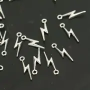 10 Lightning Charms Antiqued Silver Storm Pendants Weather Findings