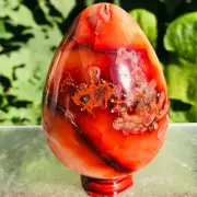 527g Natural Red Agate Quartz Crystal Egg Mineral Specimen Healing