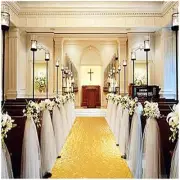 4x15Ft Gold Aisle Runner for Wedding Ceremony Party Aisle Carpet Decoration