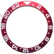 GMT Aluminium Alloy Watch Bezel Insert 38mm with Red Numerals for RLX