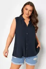 $22 PRIMARK COLLARED V NECK BUTTON FRONT CURVED HEM LAYERING TANK TOP 2X
