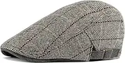 [Rayson] Men's Flat Cap Men's Beret Cotton Flat Cap Men's Flat Cap Chirm Cap Adjustable Grid Shaped