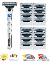 16 Gillette Mach 3 Razor Blades Refills Cartridges Metal Handle Fit Mach3 Turbo