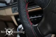 FITS FIAT PANDA 03-12 PERFORATED LEATHER STEERING WHEEL COVER RED DOUBLE STITCH