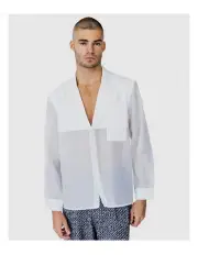 [Justin Cassin] Isaiah Collared Sheer Shirt in White