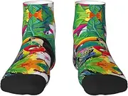 [pvinnk] Tropical Birds And Plant Leaf Print Functionality Socksing Adult Socks For Workout Winter Warmth And Everyday Wear
