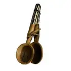 African Bolt Salad Servers Wooden Spiral and Bone Handle