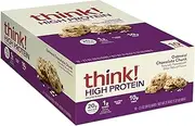 think! Protein Bars, High Protein Snacks, Gluten Free, Kosher Friendly, Oatmeal Chocolate Chip, 10 Count