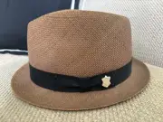 Bailey Mens XL Straw Hat Genuine Panama Fedora Hat Brown Made in USA NEW