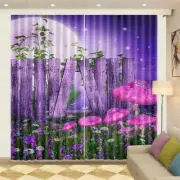 Purple Planks Mushrooms 3D Curtain Blockout Photo Printing Curtains Drape Fabric