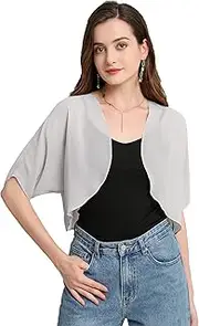 [Zudanal] Women Shurg Soft Chiffon Sheer Bolero Shrug Open Front Short Sleeve Cardigans for Evening Dress