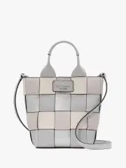 Basket Metallic Leather Mixed Materials Mini Tote