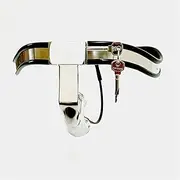HCUDFN SM Stainless Steel Chastity Belt Stainless Steel Chastity Device Penis Cage Metal Sex Products For Men Couples(Waist 108~114cm)