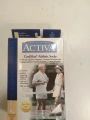 Activa CoolMax Athletic Socks Calf Style White 20-30 MMhg Compression CS1