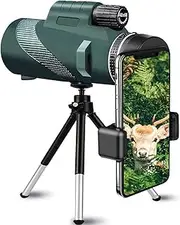 Monocular Telescope for Smartphone, 40X60 High Power BAK4 Prism with Smartphone Holder &Tripod, Waterproof Shockproof Monoculars for Adults Kids Bird Watching Travling, Concert, Green