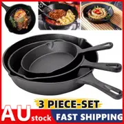 Non Stick Frying Pan Set 3-Piece Cast Iron Steak Skillet Cookware Cook Frypan