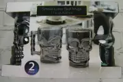 New Circleware Smoke Luster Skull Mugs Halloween Glass Set of 2