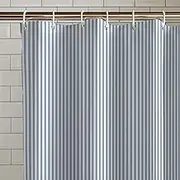 Catherine Lansfield Timeless Stripe Shower Curtain, 180x180 cm, Blue