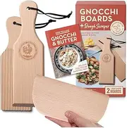 Gnocchi Board and Butter Paddles Kit with Recipe Book | Pasta Maker Cooks | Be an Expert Butter Churner and Gnocchi Maker with This Wooden Pasta Tools Set