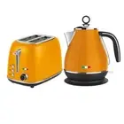 Vintage Electric Kettle & 2 Slice Toaster SET Combo Stainless Steel Mango Orange