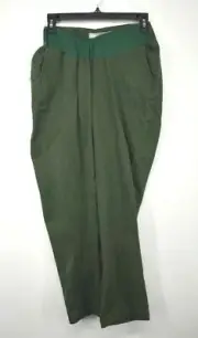 Asos Maternity Womens Olive Flat Front Elastic Waist Cotton Pull On Pants 2