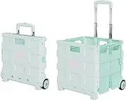 Rolling Crate, Grocery Cart on Wheels, Portable Utility Cart, Sturdy Foldable Organizer Outdoor Gears, Multi Purpose Trolley for Camping Laundry Shopping Beach Travel Airport