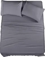 Luxury Soft Queen Sheets Set 4pc Microfiber Deep Pocket Bedding Grey Easy Care