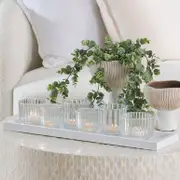 Luna Candle Holders on White Tray [HABLLUNAT21B]