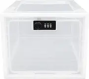 Lockable Storage Box, Closet Storage Box for Clothes, Lockable Storage Bin for Clothes Refrigerator Food Snacks Tablet Phone Home Office Safety, Convenient Storage Cabinet (White