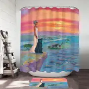 Art Painting the landscape of Africa Animals and African Queen Shower Curtain