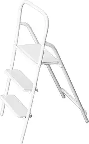 1:12 Scale 3 Step Ladder Step Stool with Wide Pedal, Small Ladder, Step Stool, White