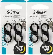 Nite Ize 2-Pack S-Biner MicroLock Stainless Steel Carabiner - Black (2-Pack)