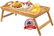 Bandeja De Madera Plegable En Bambu Para Desayuno Breakfast Bamboo Bed Tray NUEV