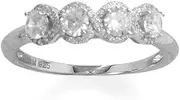 [JewelryWeb] 925 Sterling Silver Rhodium Plated 4 CZ With Halo Edge Ring Four Central 4.5mm CZs Wrapped in a Band Tap-Band Style-Ring for Women and Men