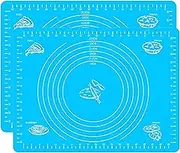 Silicone Pastry Mat With Measurements for Rolling Dough, Non-Stick Baking and Fondant Mat, Counter Mat (2 X Blue)