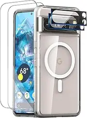 [LTZEMOO] for Google Pixel 8 Pro Case Clear with Magnetic - Non-Yellowing Shock Absorption Anti-Fingerprint Scratch Resistant Cover Case Phone Case for Google Pixel 8 Pro 6.7 inch 5G Crystal Clear