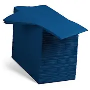 Linen-Feel Colored Paper Napkins - Decorative Cloth-Like Dinner 100 Dark Blue