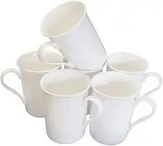 Coralgraph Inc Set of 6 Fine Bone China Mugs Gift Boxed Glossy White Cups