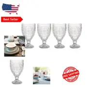 Classic Trestle Glass Goblets Set - 4 Elegant Clear Glasses for Refreshments